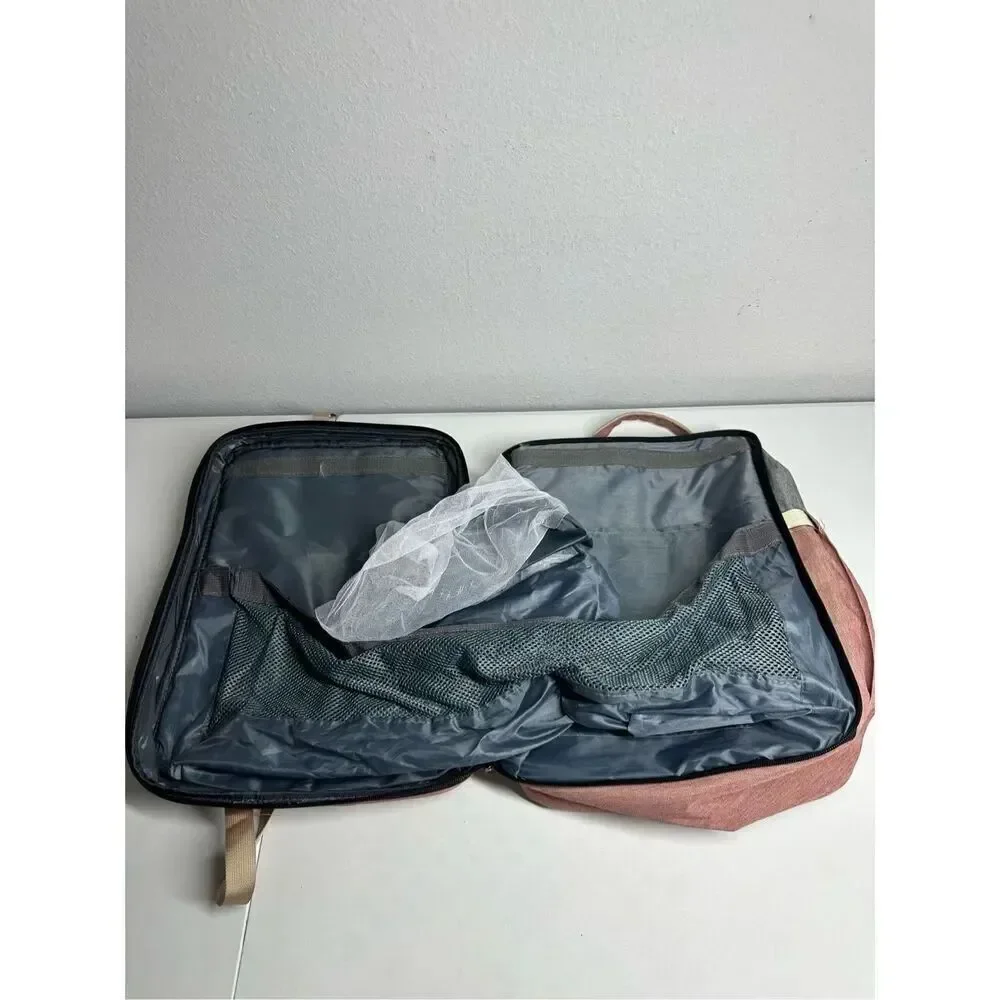 Land Pink And Grey 3 in 1 Diaper Bag Backpack Baby Portable Crib